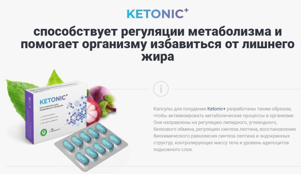 Таблетки Ketonic + (Кетоник +) для похудения как работает