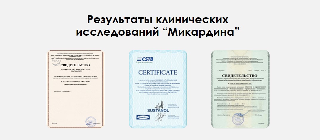 Микардин сертификаты